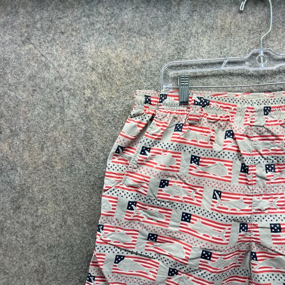 Columbia Sportswear Shorts Mens Large Beige American Flag Fish Print Swim Trunks - Picture 3 of 10